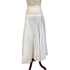 Now and Then white cotton flare skirt flattering ilastic waist  mini lining L